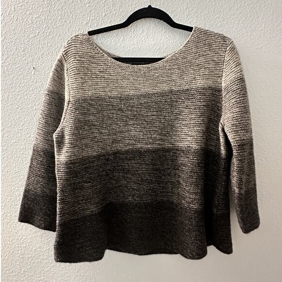 Eileen Fisher Gray Black Supersoft Yak & Merino Heatherblock Pullover Size Large - Picture 4 of 9